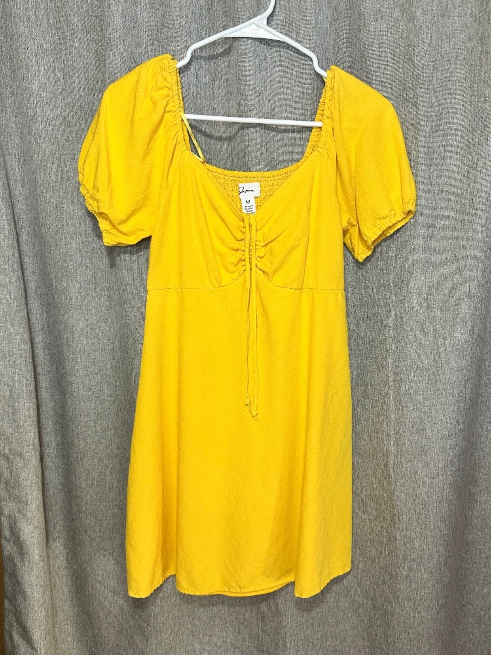 Japna Sunny Yellow Puff Sleeve Babydoll Mini Dress - Size M